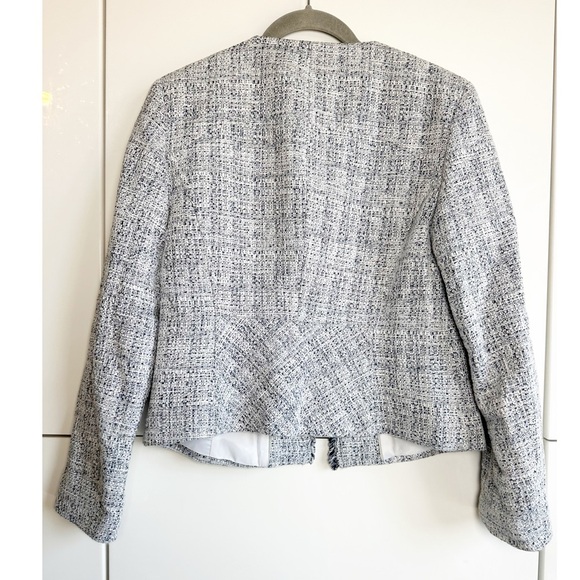 Banana Republic Tweed Blazer Woven in Italy by Nova Fides Size 4 White Blue Blk - Picture 9 of 10